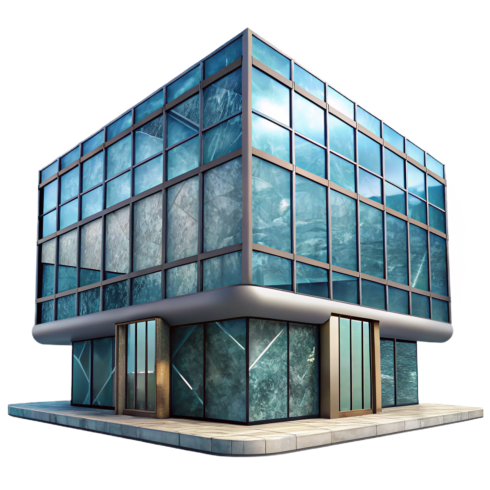 vibrant classic Modern Building with Glass Curtain Wall Cutout original png