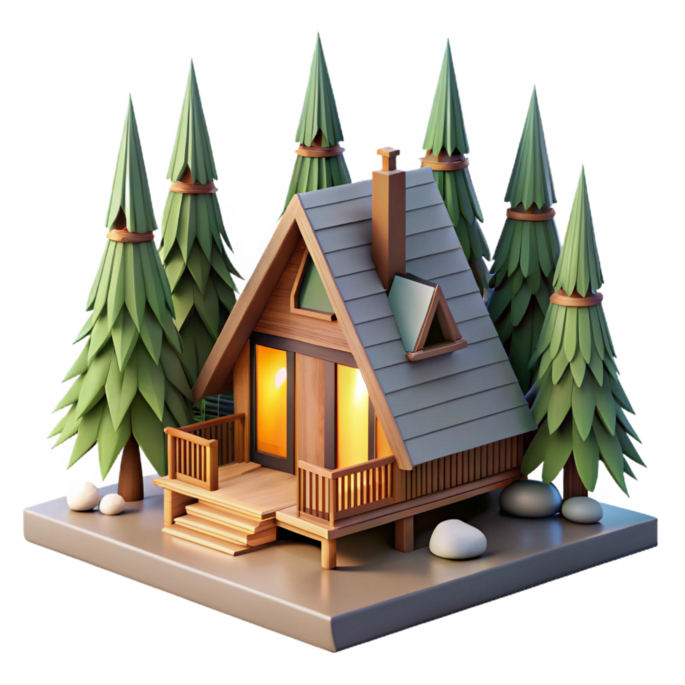 extraordinary artistic Modern Cabin Architecture Forest Setting Isolated premium png