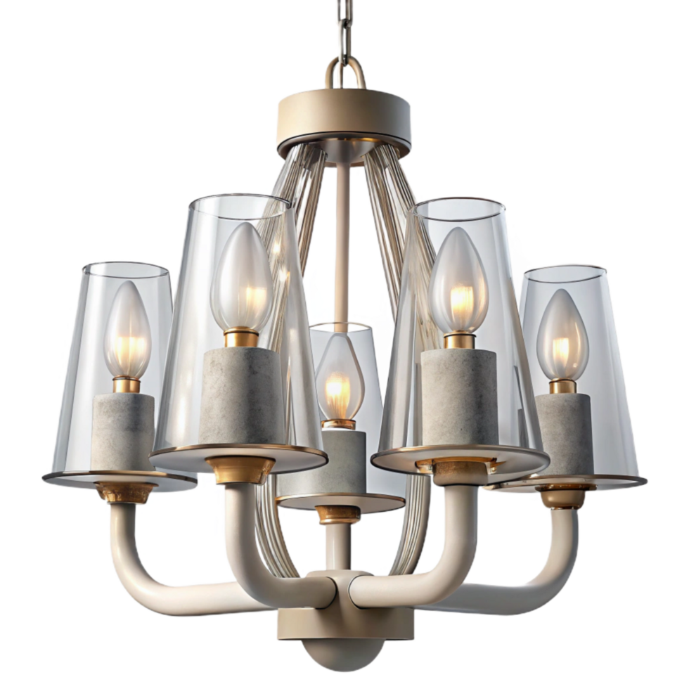 impressive minimalist Modern Chandelier with Glass Shades Transparent Element png