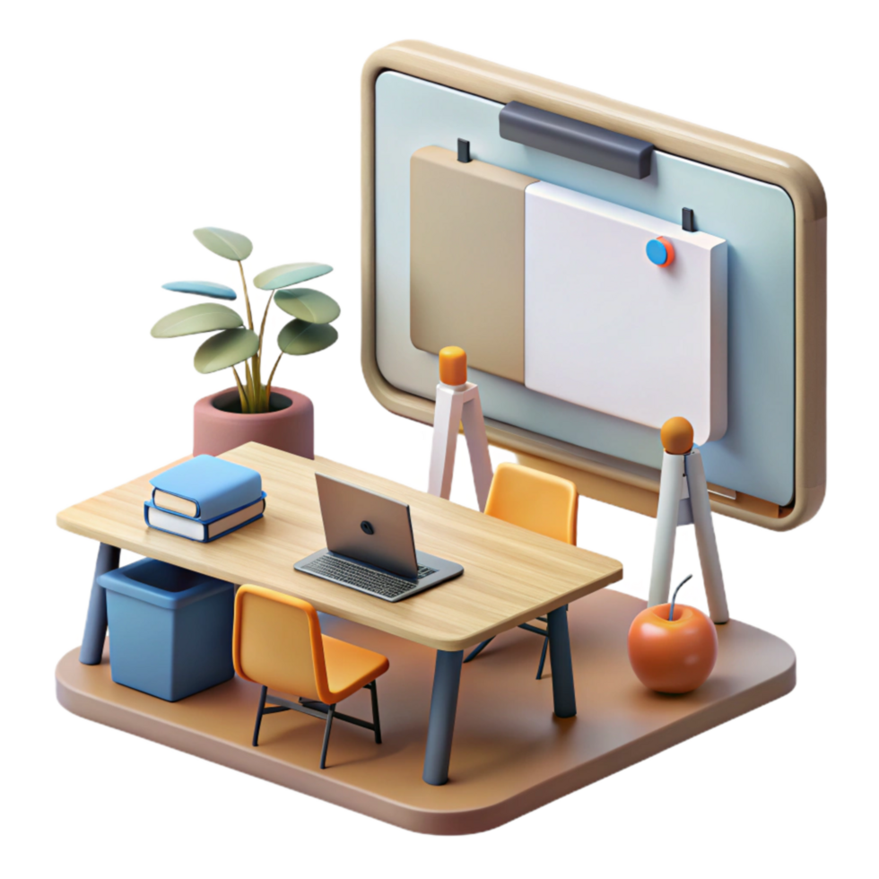 extraordinary artistic Modern Classroom with Interactive Whiteboard Transparent Background genuine png