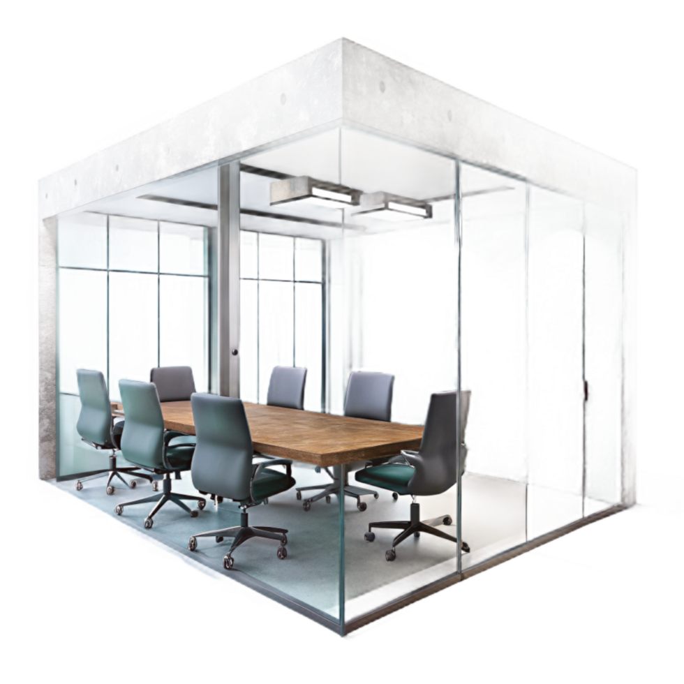dramatic vintage Modern Conference Room with Table and Chairs Transparent Background premium png