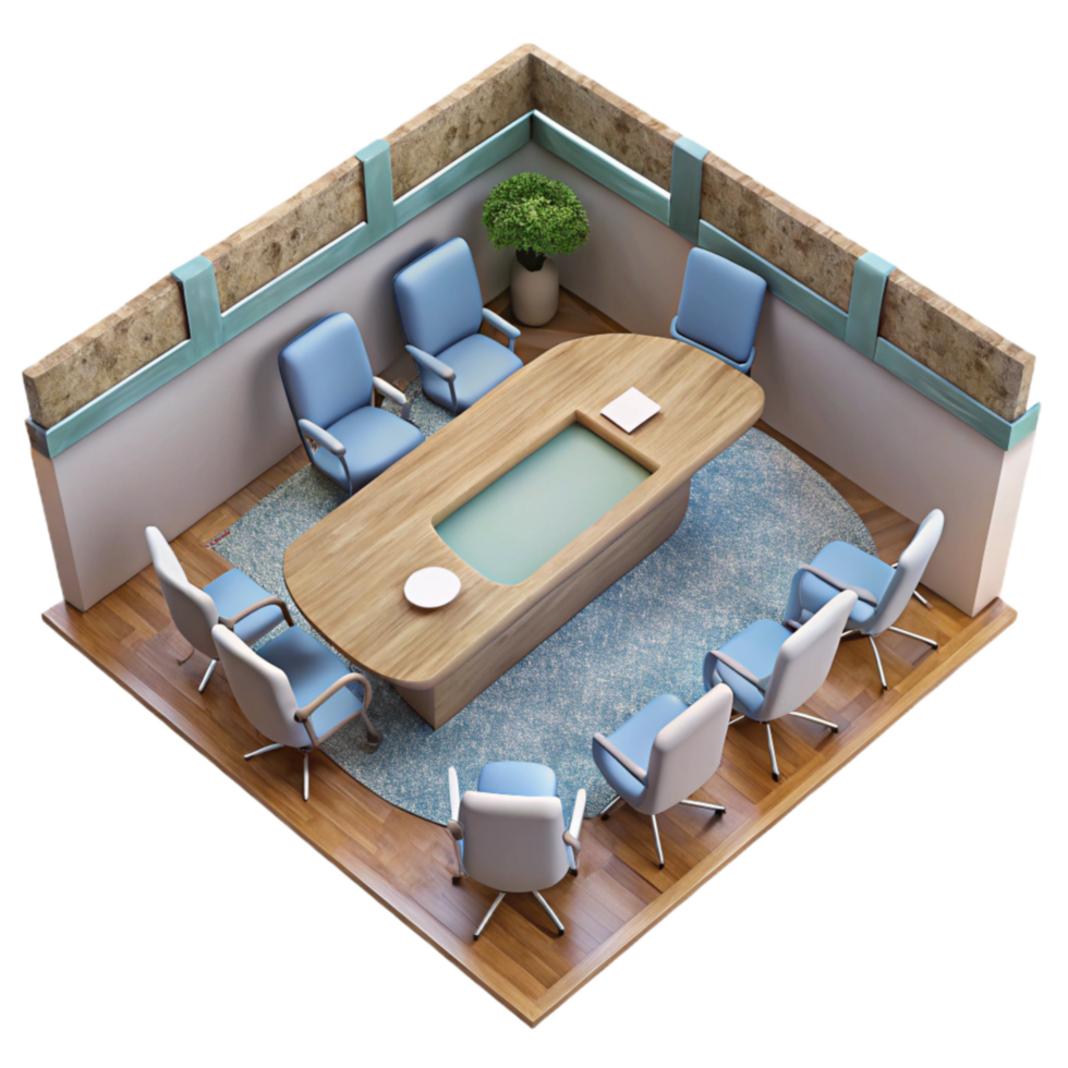 wonderful contemporary Modern Conference Room Interior Top View Transparent premium png