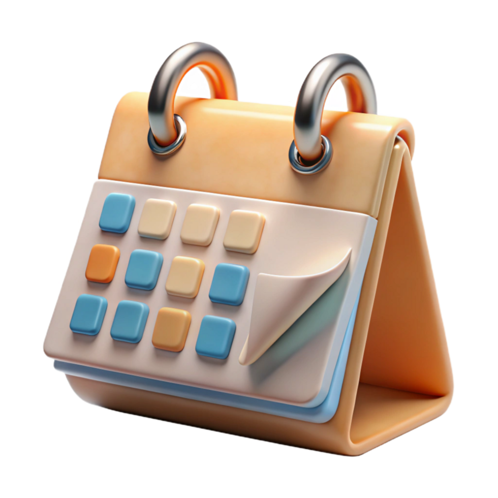 vibrant artistic Modern Desk Calendar Transparent Background detailed png