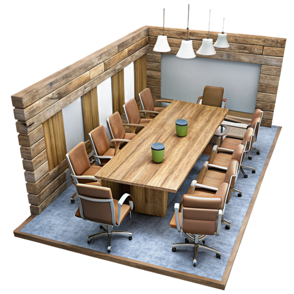 beautiful artistic Modern Conference Room Interior Top View Transparent premium png