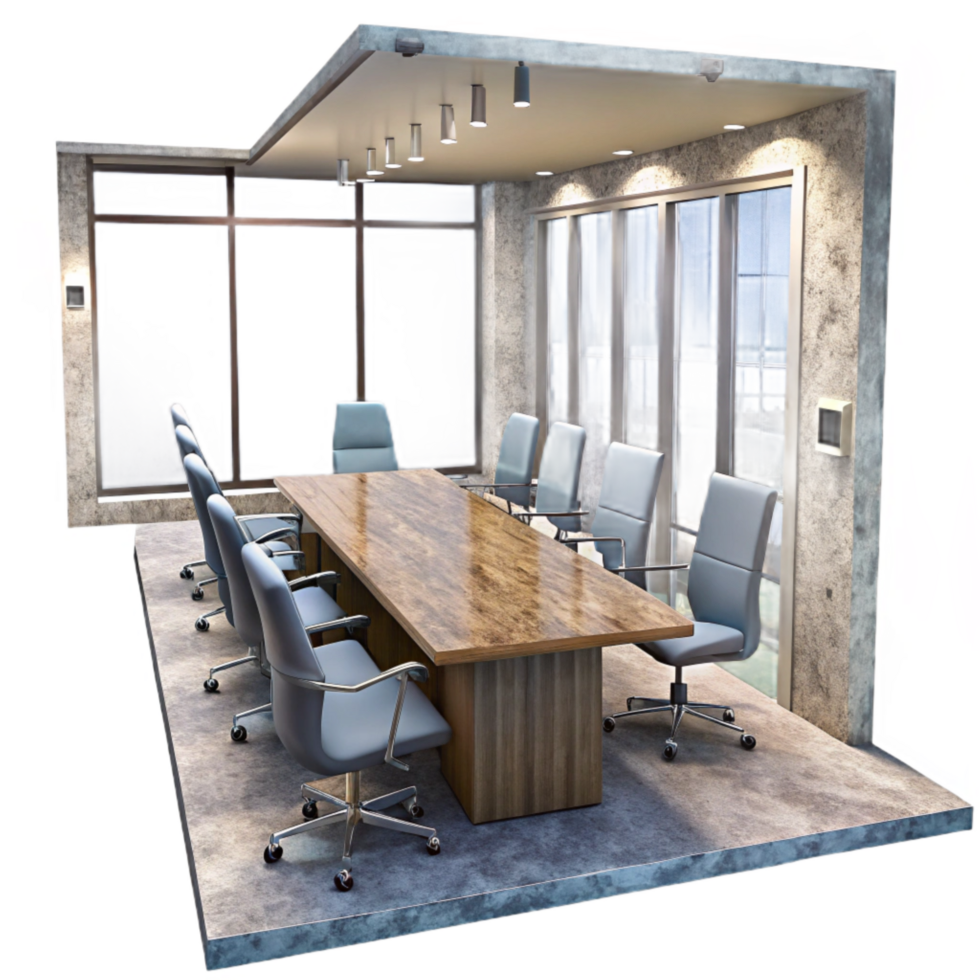magnificent artistic Modern Conference Room with Table and Chairs Transparent Background authentic png