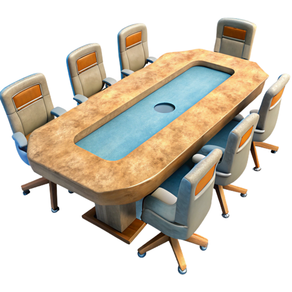 beautiful rustic Modern Conference Table with Glass Top Isolated premium png