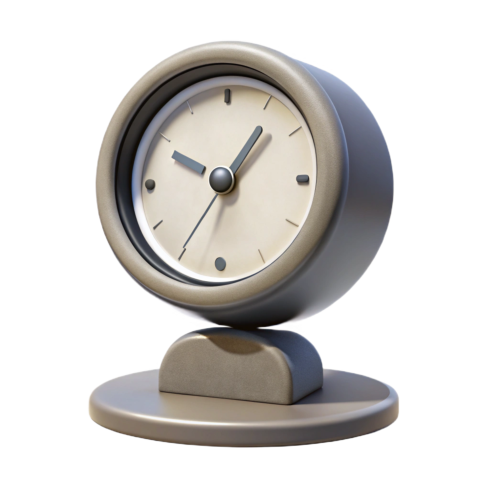 dramatic minimalist Modern Desk Clock with White Face Transparent Background exclusive png