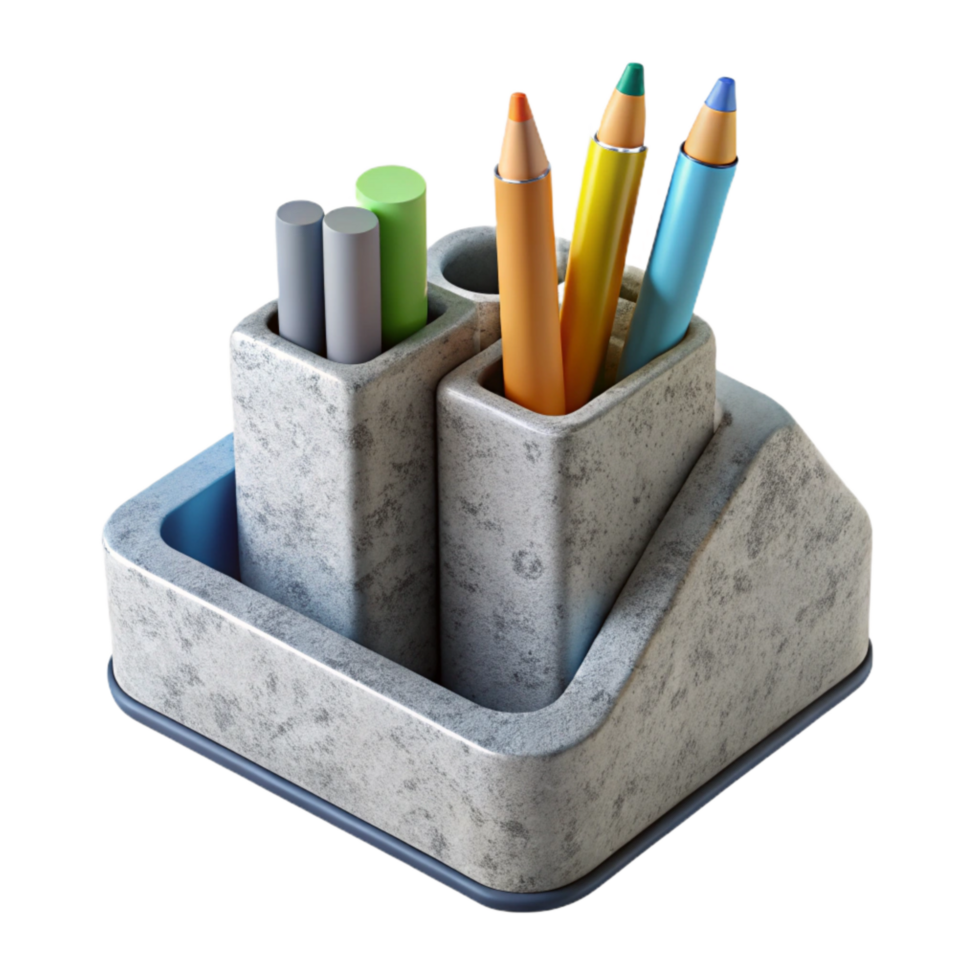 elegant modern Modern Desk Organizer with Stationery Isolated detailed png