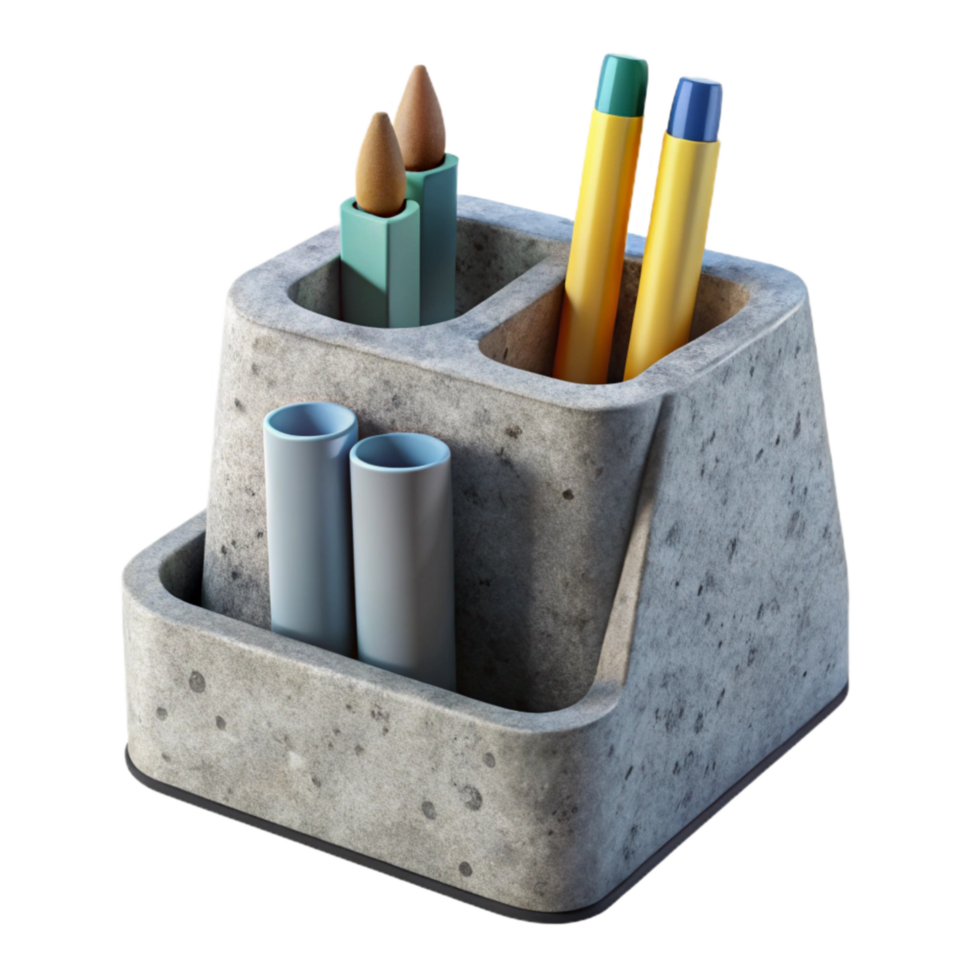 elegant artistic Modern Desk Organizer with Stationery Isolated original png