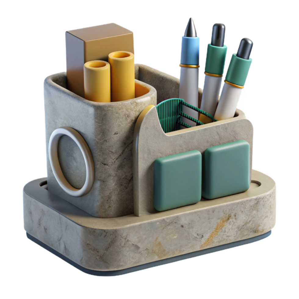 stunning rustic Modern Desk Organizer with Stationery Isolated professional png