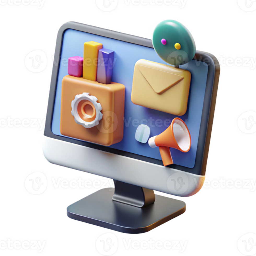 dramatic modern Modern Desktop Computer with Keyboard and Mouse Transparent Background high quality png