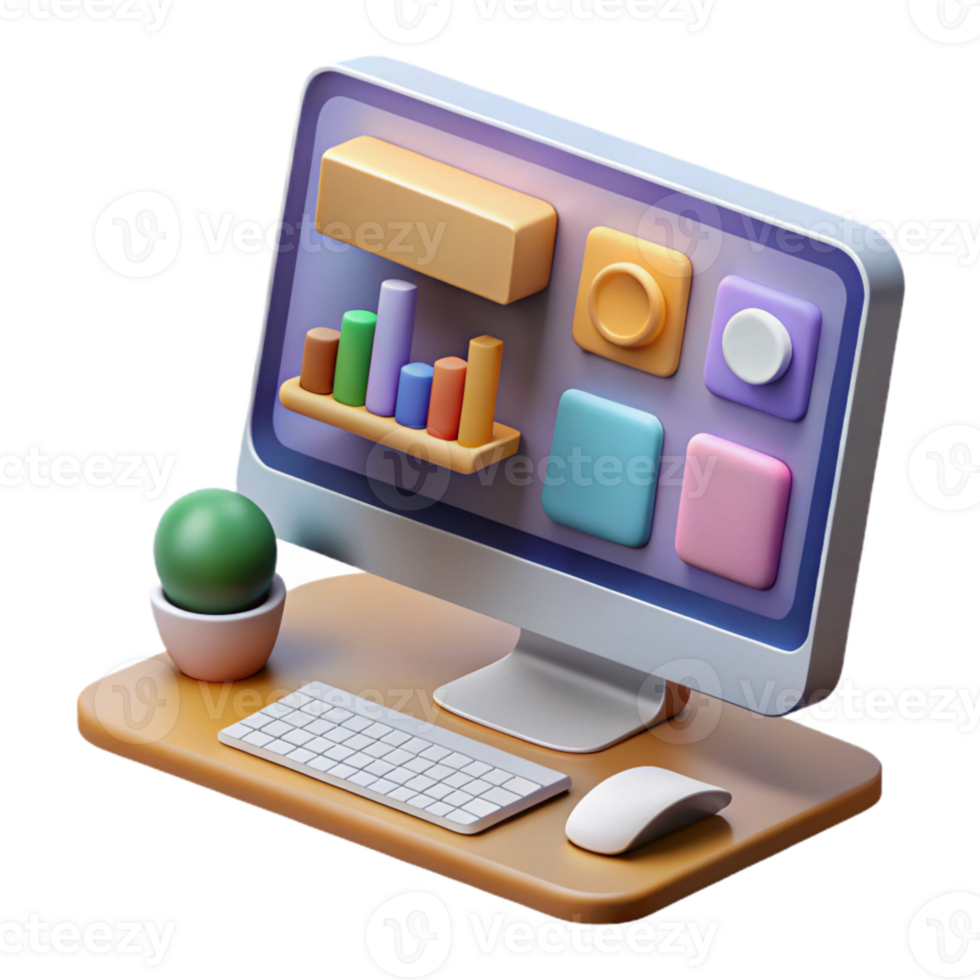 stunning classic Modern Desktop Computer with Keyboard and Mouse Transparent Background high resolution png