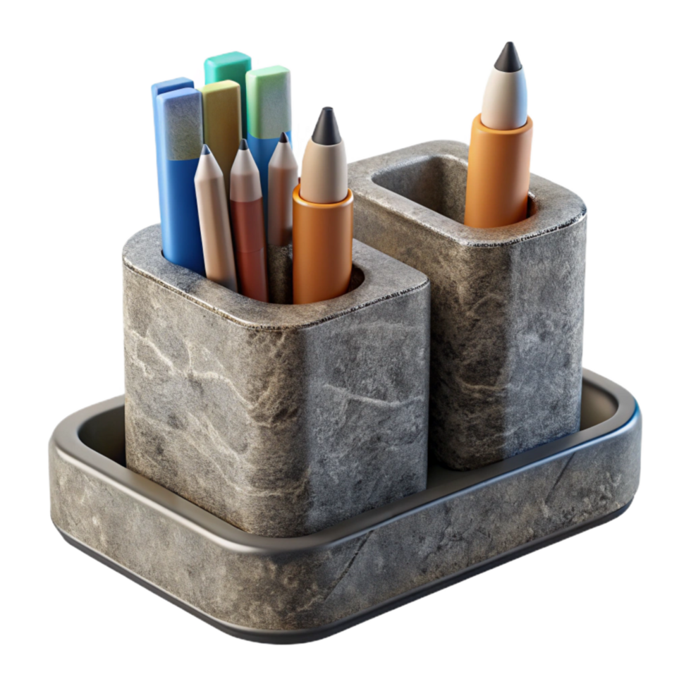 vibrant abstract Modern Desk Organizer with Stationery Isolated premium png