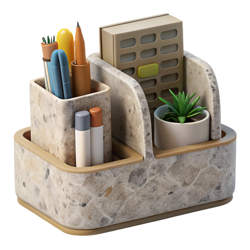 vibrant modern Modern Desk Organizer with Stationery Isolated professional png