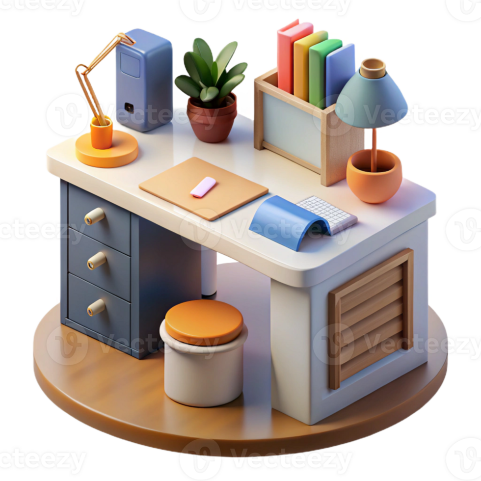magnificent rustic Modern Desk with Office Supplies Cutout professional png