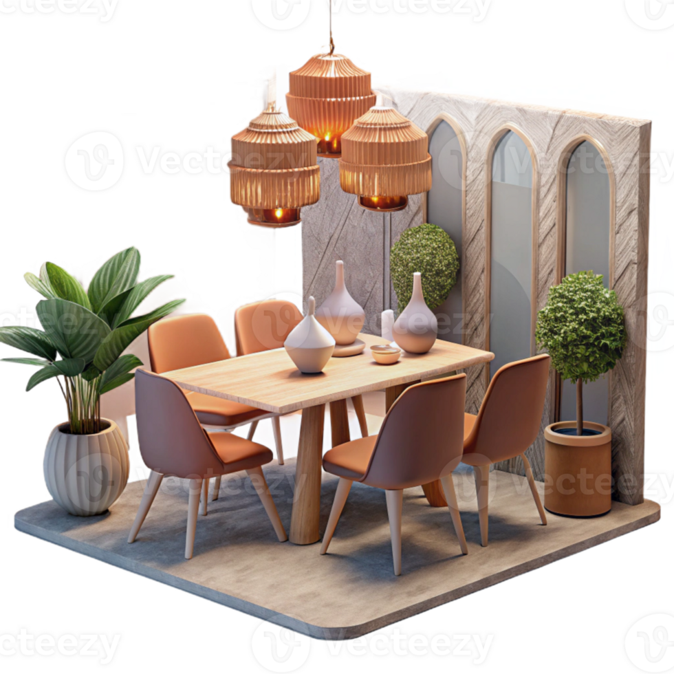 impressive rustic Modern Dining Room Interior Cutout high quality png