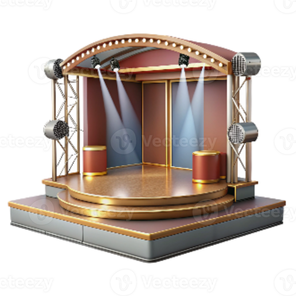 vibrant creative Modern Event Stage with Spotlights Isolated png