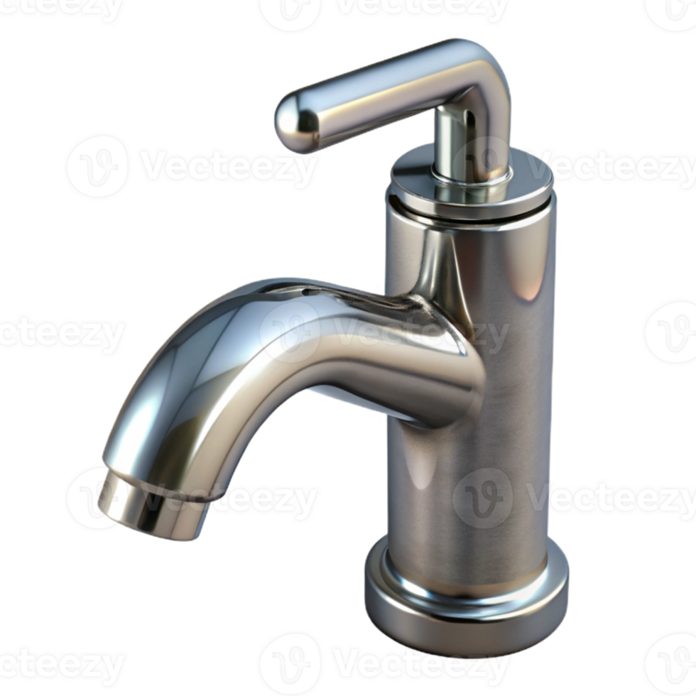 vibrant contemporary Modern Faucet Chrome Finish Transparent Background premium png