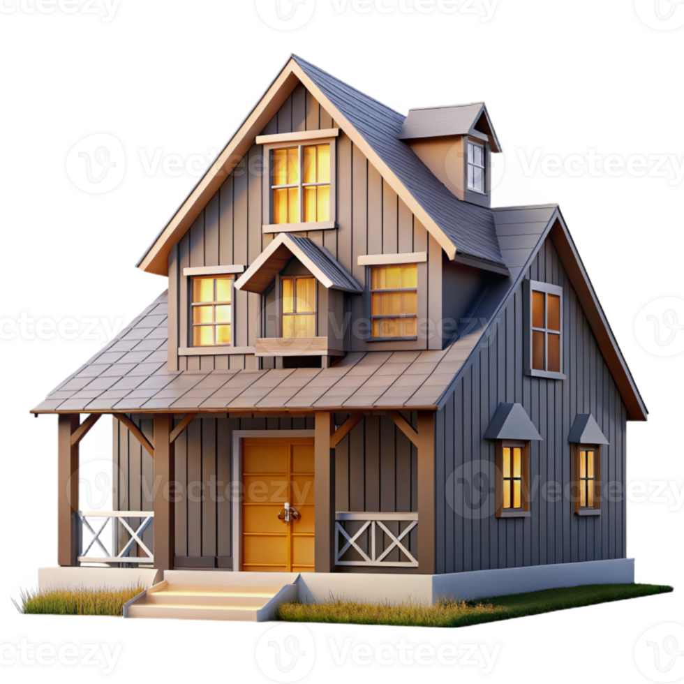 extraordinary abstract Modern Farmhouse Architecture Front View Isolated high quality png