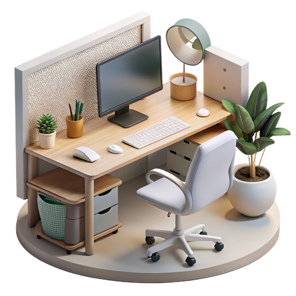 wonderful abstract Modern Home Office Setup Transparent Background premium png