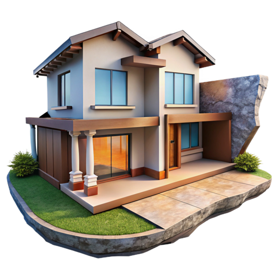 beautiful rustic Modern House Suburban View Cutout professional png