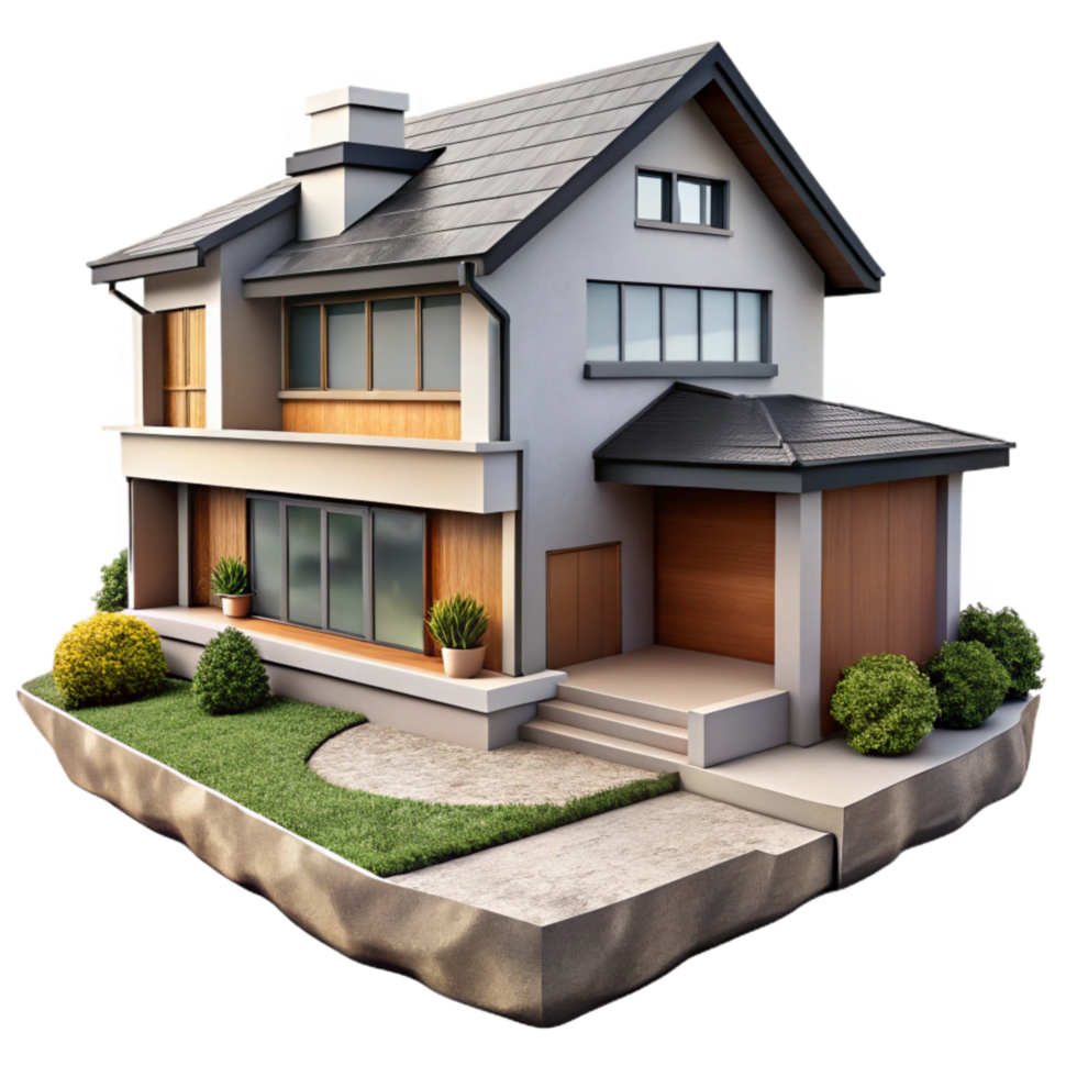 impressive artistic Modern House Suburban View Cutout authentic png
