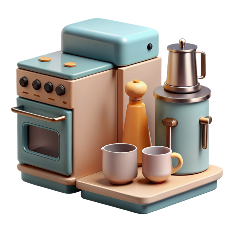 magnificent traditional Modern Kitchen Appliances Set Isolated on Transparent Background png