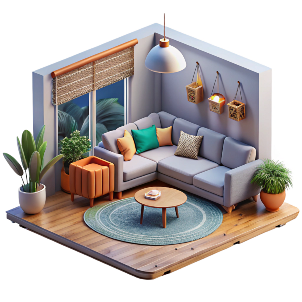 magnificent artistic Modern Interior Living Room Isolated high quality png