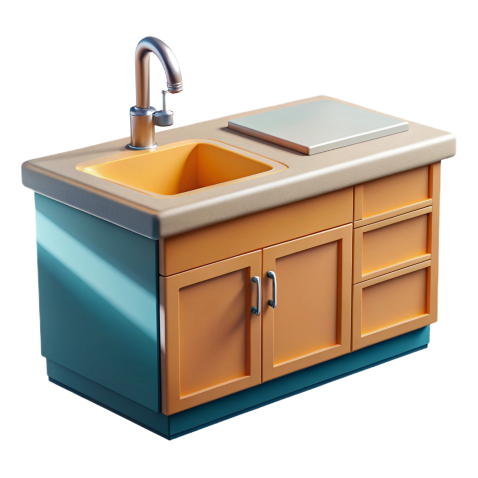 extraordinary rustic Modern Kitchen Countertop with Sink Transparent premium png