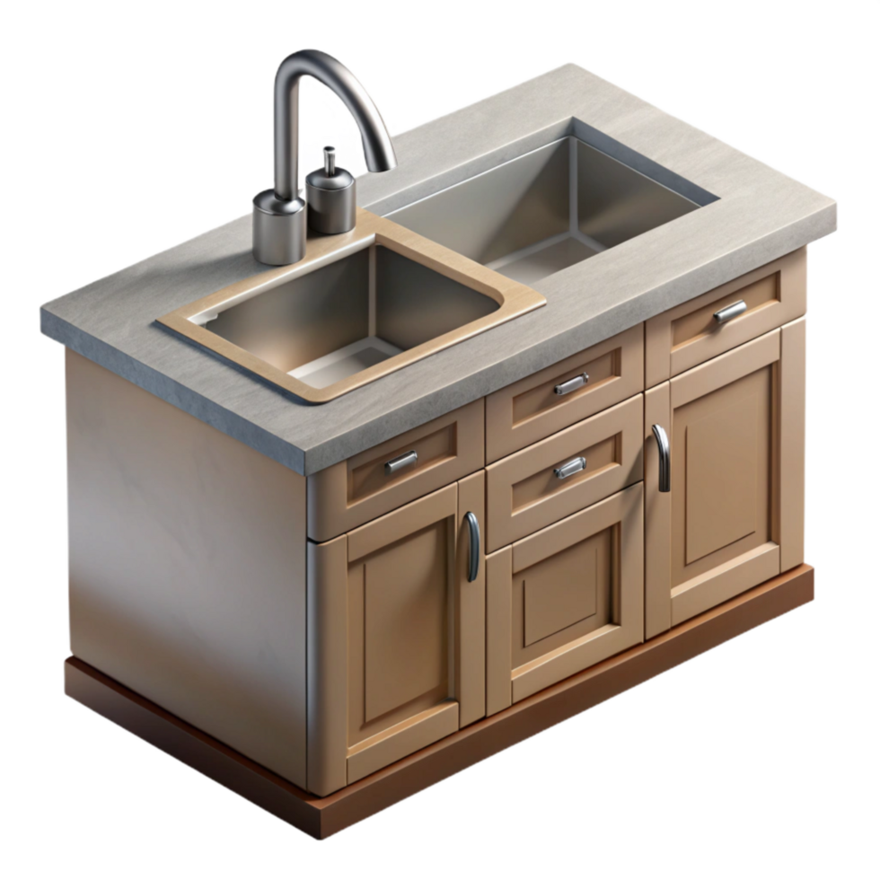magnificent modern Modern Kitchen Countertop with Sink Transparent png