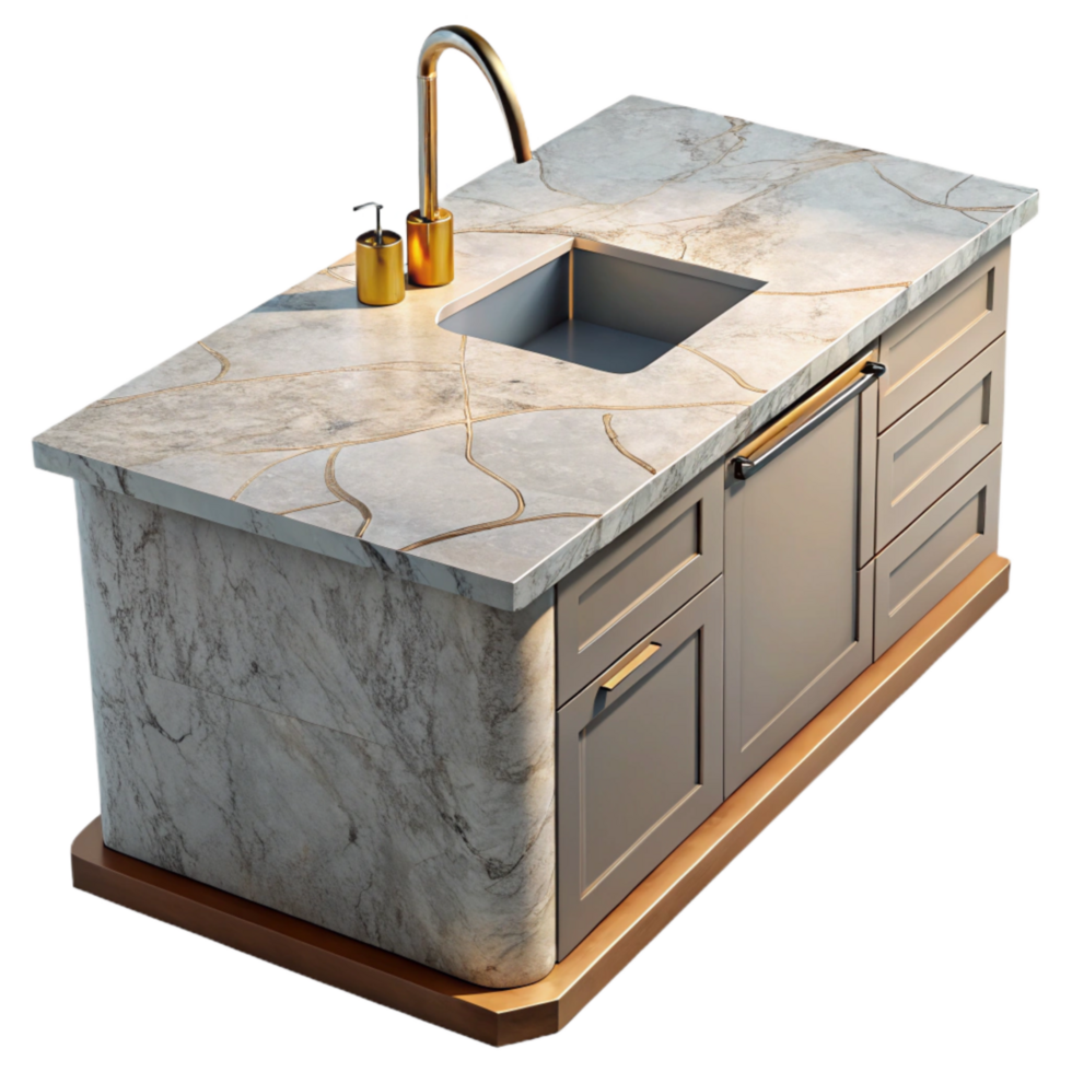 extraordinary artistic Modern Kitchen Countertop Marble Surface Isolated genuine png