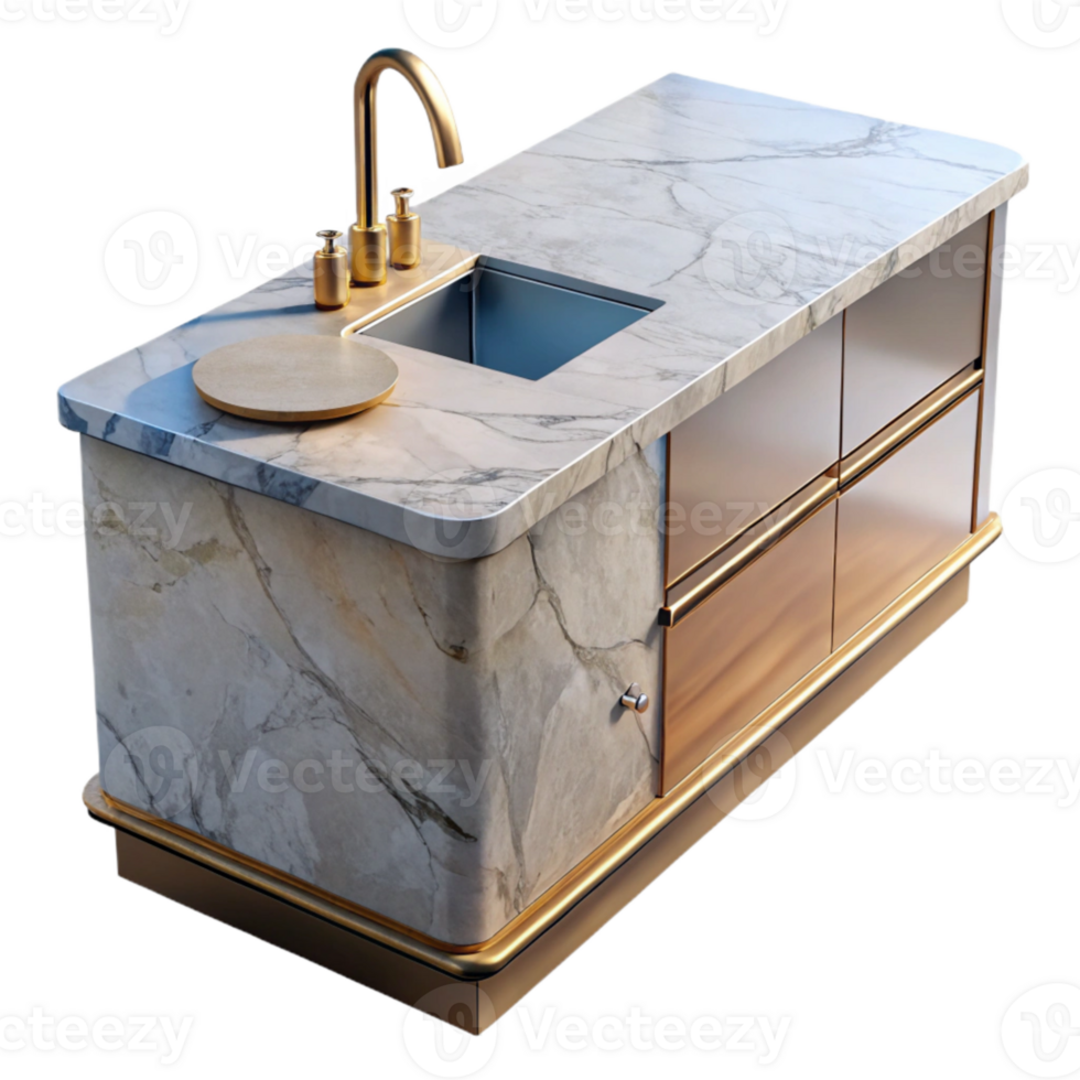 impressive abstract Modern Kitchen Countertop Marble Surface Isolated original png