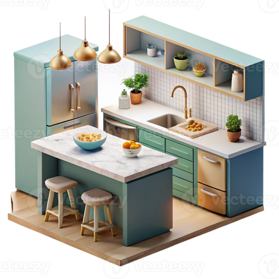 serene abstract Modern Kitchen Interior Cutout authentic png