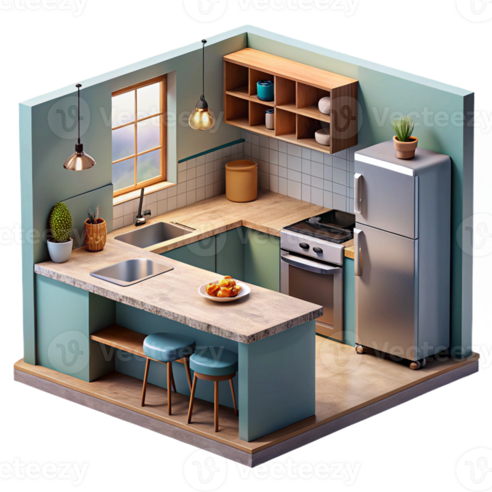 stunning classic Modern Kitchen Interior Cutout detailed png