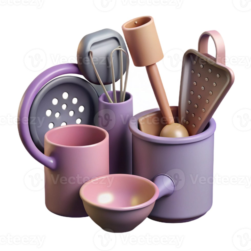 serene modern Modern Kitchen Utensils Set Isolated Cutout genuine png