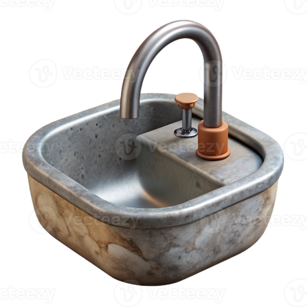 serene modern Modern Kitchen Sink with Faucet Isolated Cutout authentic png