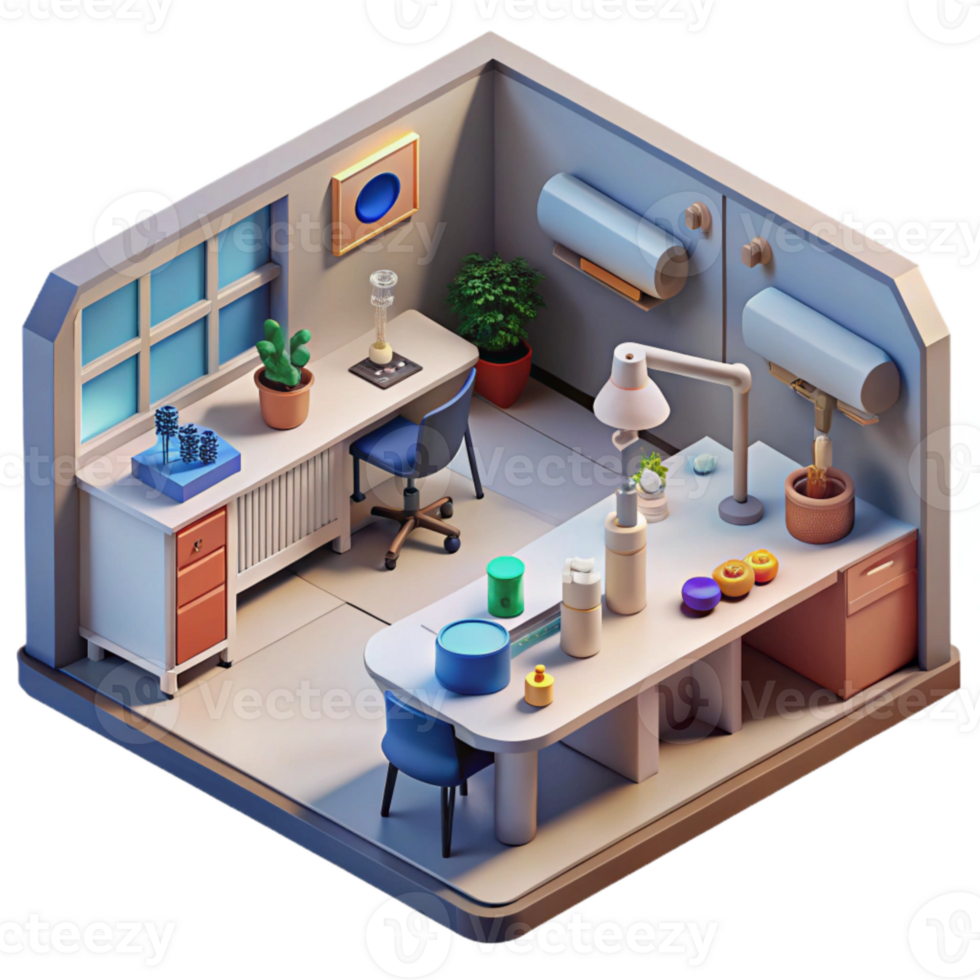 stunning minimalist Modern Laboratory Interior Top View Transparent high resolution png