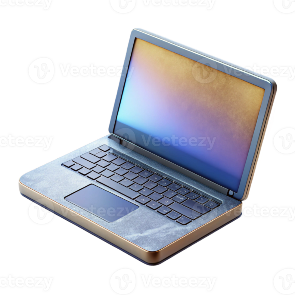 serene rustic Modern Laptop with Blank Screen Isolated premium png