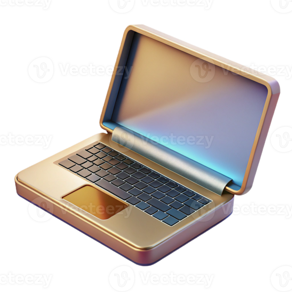 magnificent rustic Modern Laptop with Open Lid Side View Transparent authentic png