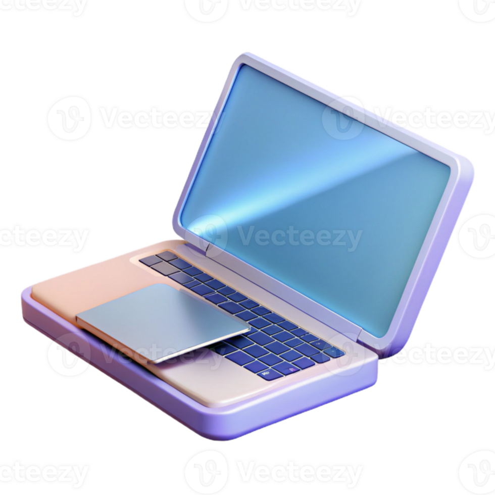 vibrant creative Modern Laptop with Open Lid Side View Transparent original png