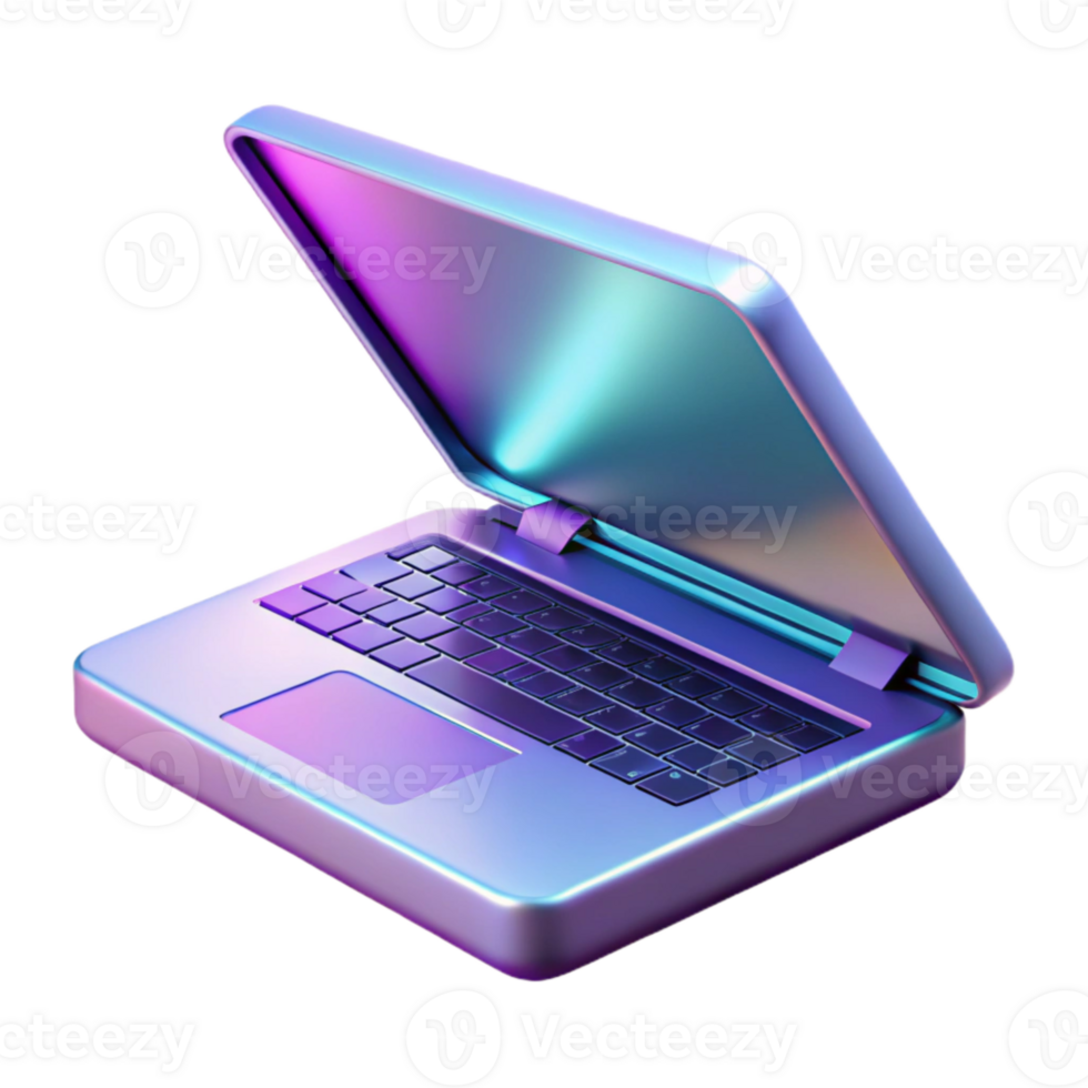 beautiful rustic Modern Laptop with Open Lid Side View Transparent genuine png