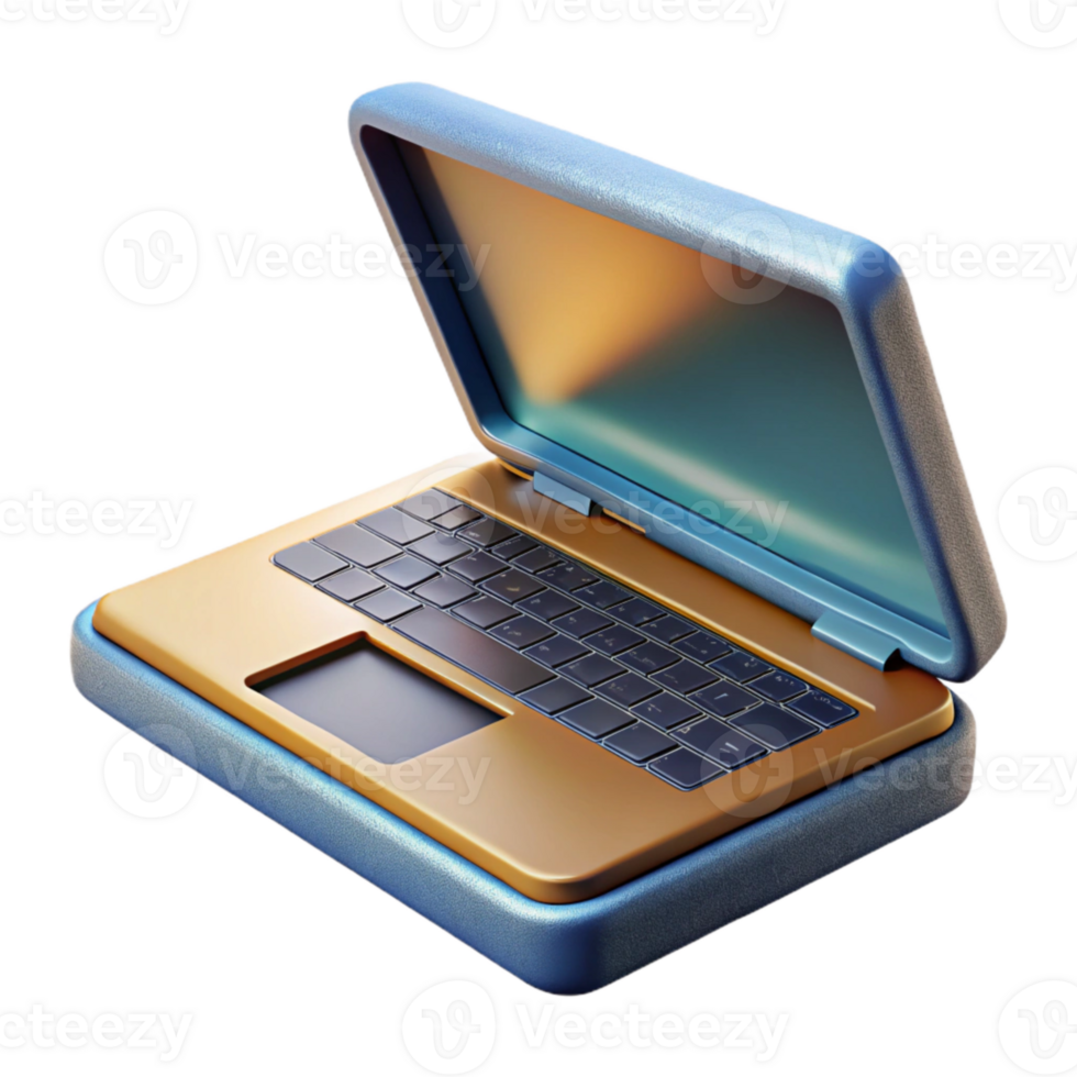 beautiful classic Modern Laptop with Open Lid Side View Transparent exclusive png