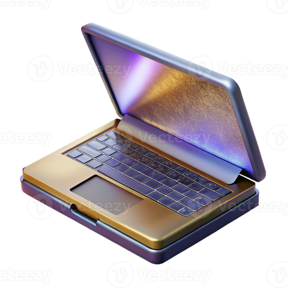 impressive abstract Modern Laptop with Open Lid Side View Transparent high quality png