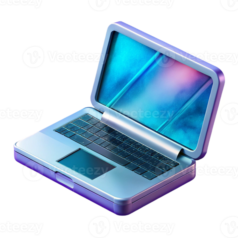 serene creative Modern Laptop with Open Lid Side View Transparent high quality png