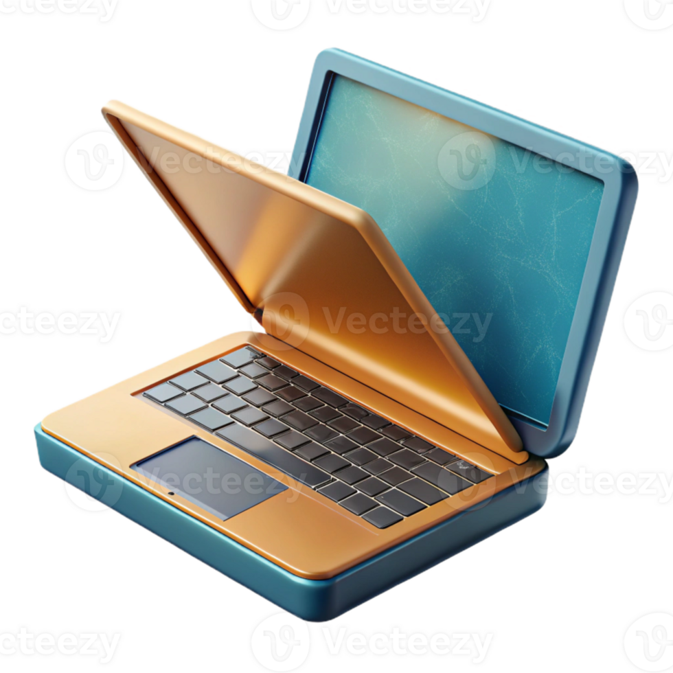 extraordinary minimalist Modern Laptop with Open Lid Side View Transparent authentic png