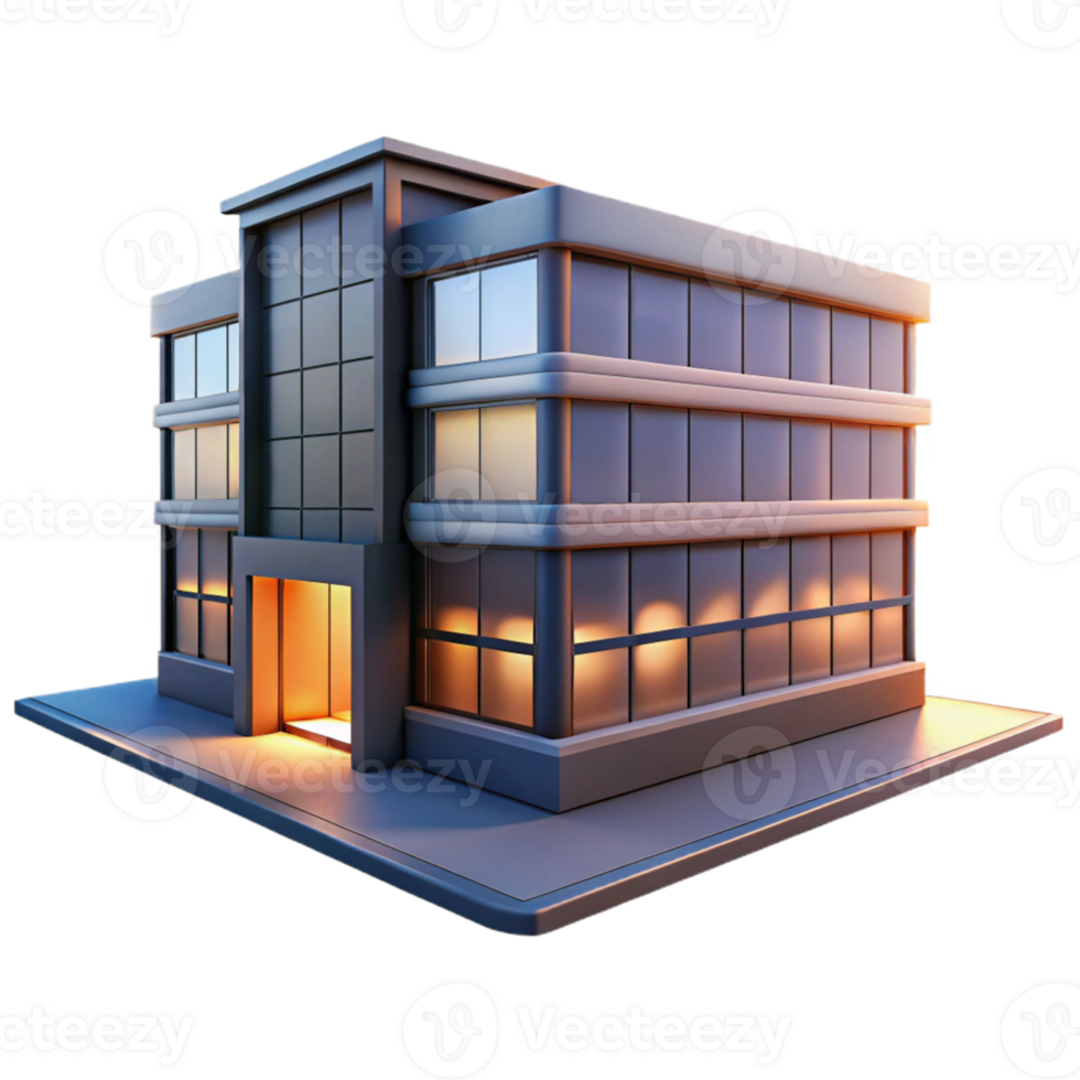 impressive abstract Modern Office Building at Night Cutout Element exclusive png