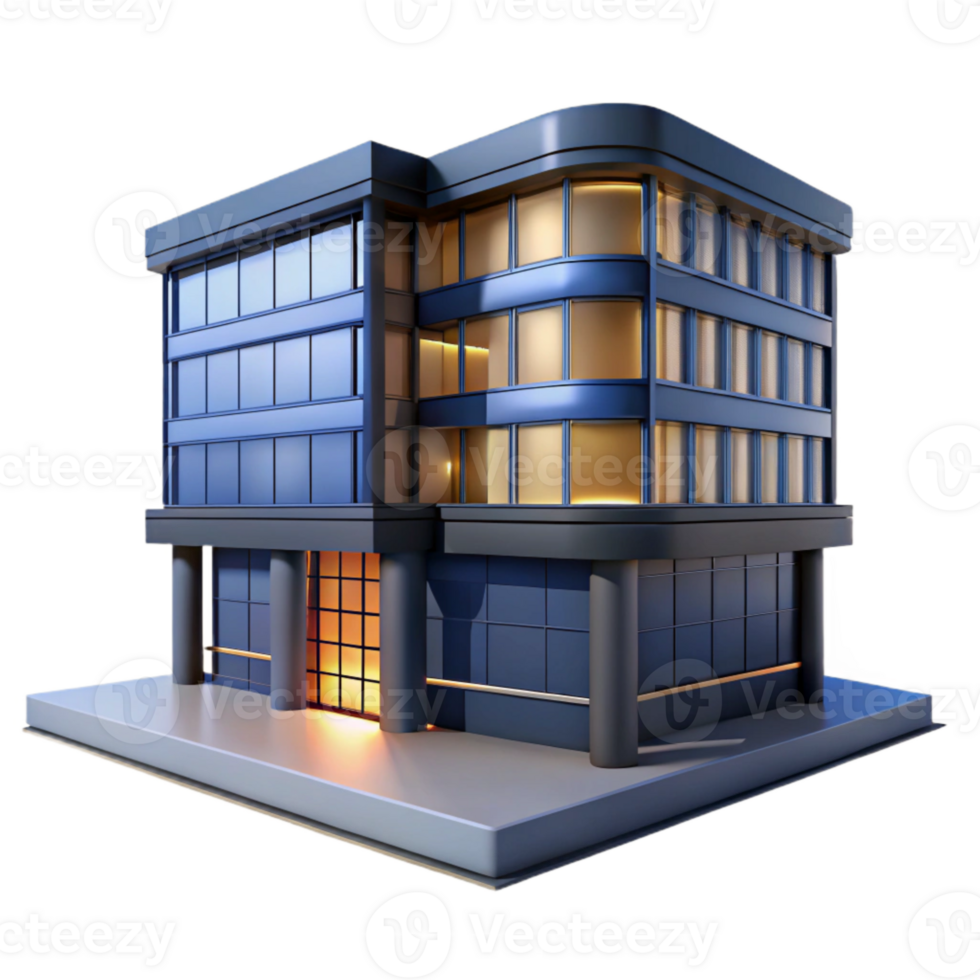 wonderful rustic Modern Office Building at Night Cutout Element premium png