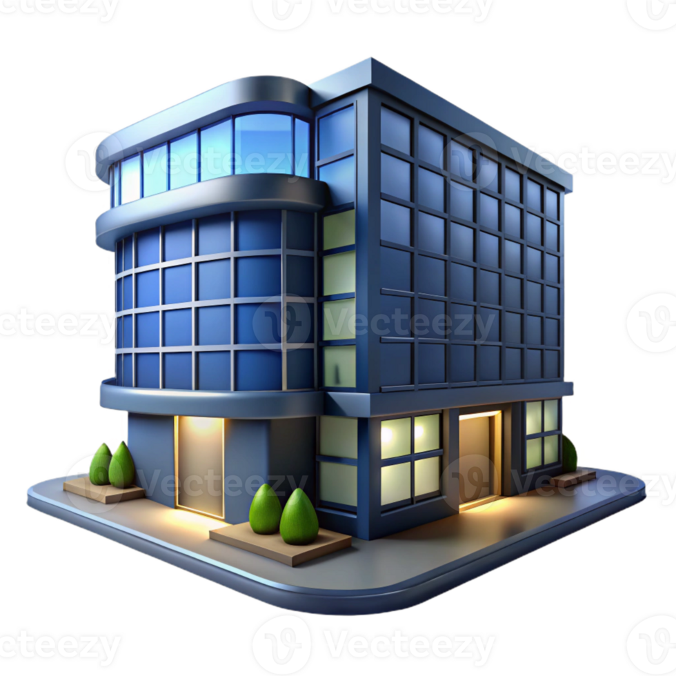 serene minimalist Modern Office Building at Night Cutout Element png