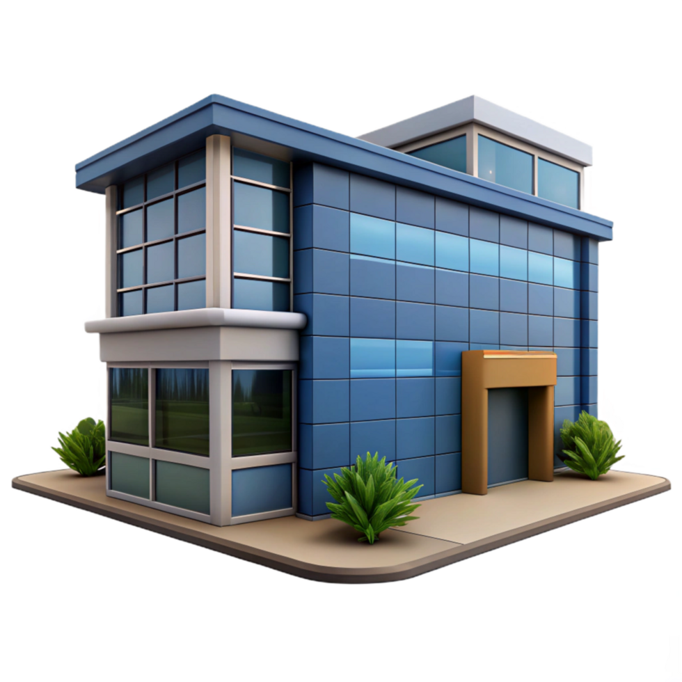 serene rustic Modern Office Building Exterior Isolated on Transparent Background exclusive png