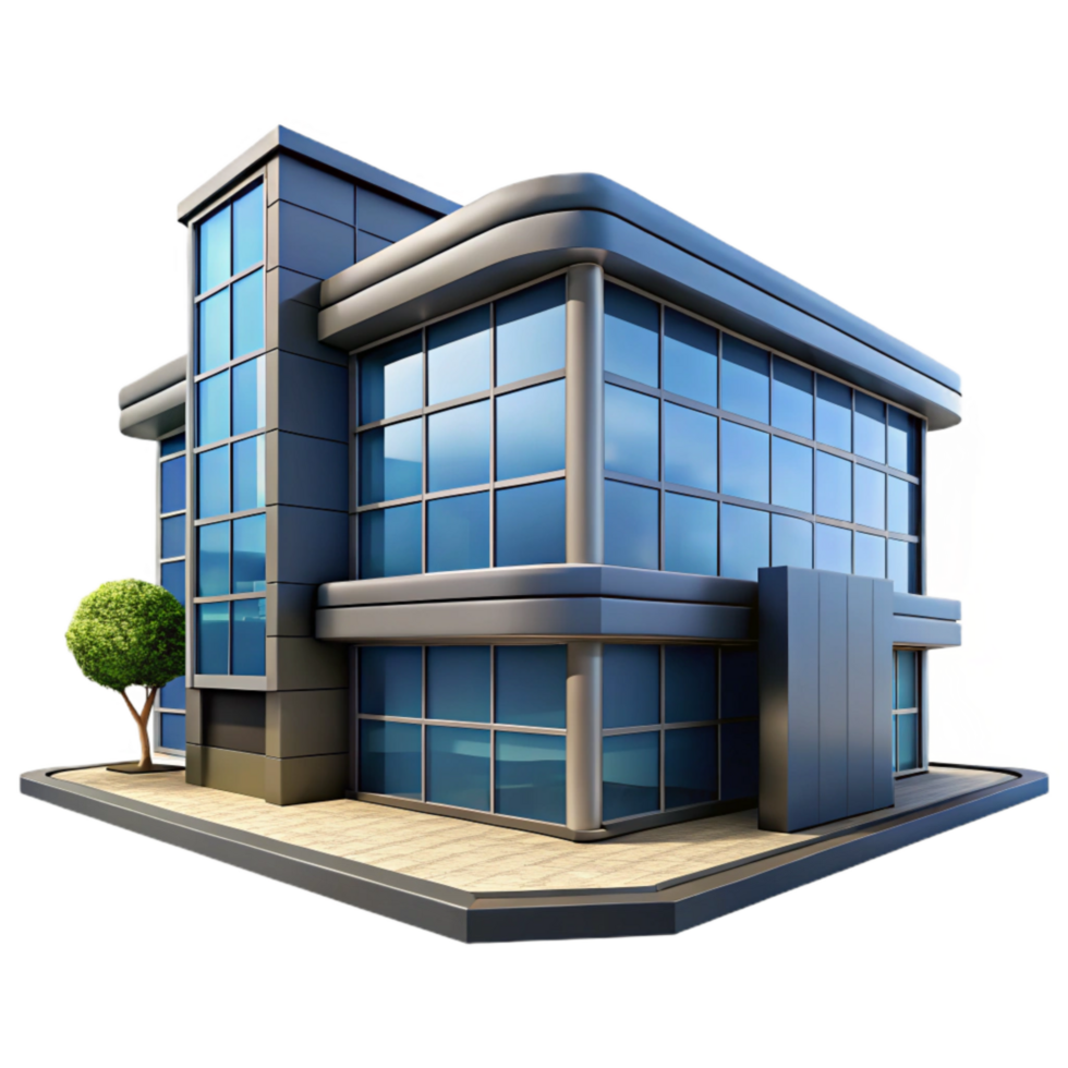 impressive contemporary Modern Office Building Exterior Isolated on Transparent Background authentic png